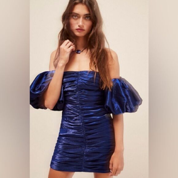 Free People x Shona Joy Miramare Ruched Mini Dress / size 4 - Picture 3 of 11